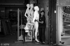 Queen Street Auckland city, black and white photo by Mike Wheelton
